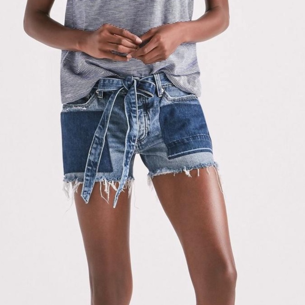 Lucky brand boyfriend jean shorts tie